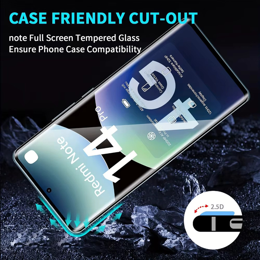 NNBILI 4 Stück Displayschutzfolie für Xiaomi Redmi Note 14 Pro 5G und Poco X7 5G/4G, 3D Full Coverage, 9H Härte, transparent - Bild 6