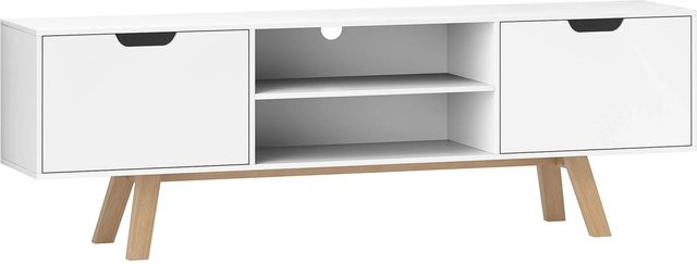 HOMCOM TV Schrank Fernsehtisch aus MDF und Spanplatte in Weiß, B: 150 cm, T: 39 cm, H: 50 cm - Bild 1