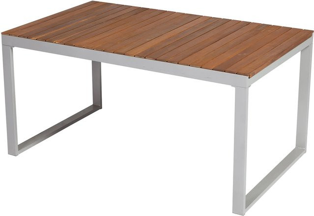 Merxx Ausziehtisch Naxos für den Garten aus Akazienholz und Aluminium, rechteckig, Silber/Braun, B: 150 cm, H: 74 cm, T: 90 cm - Bild 1