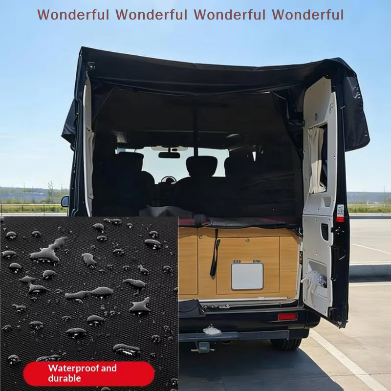 Wasserdichte Wohnmobil-Hecktür-Markise aus schwarzem Oxford-Polyester als Sonnenschutz für dein Camper Van und Outdoor-Camping - Bild 3
