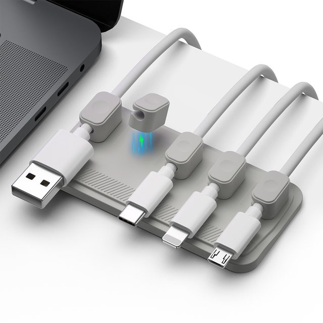 Magnetisches Kabelmanagement Set in Schwarz mit 5 Clips für USB-C Kabel und Schreibtisch-Organisation - Bild 1