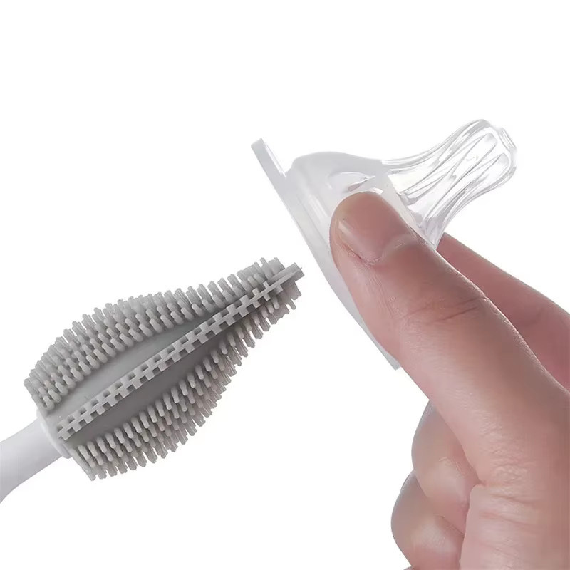 JUSTINLAU Silikon-Flaschenreinigungsbürsten-Set in Gelb zur Reinigung von Baby-Schnullern, Strohhalmen und Gläsern - Bild 2