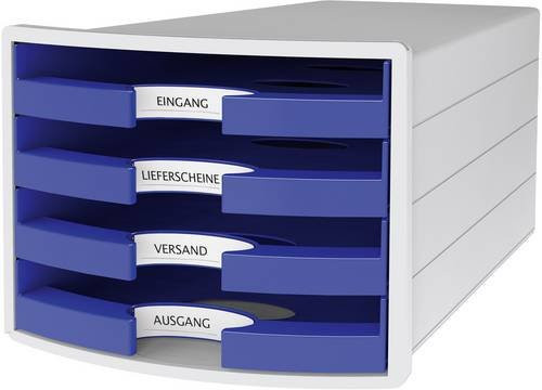 HAN Schubladenbox Impuls 2.0 Dokumentenbox mit 4 Schubladen für DIN A4 in Grau/Blau - Bild 1