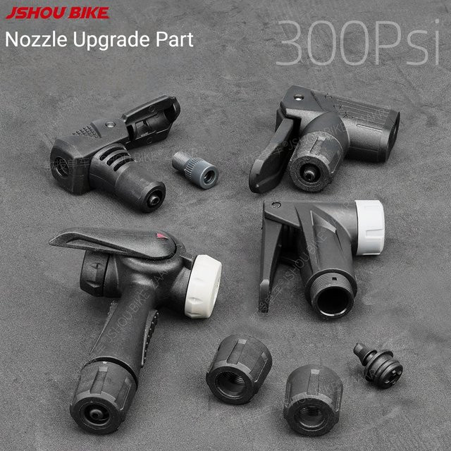 JSHOUBIKE Pumpenadapter für 3 Ventile Schrader Presta Dunlop in Schwarz, kompatibel mit 8/10 mm Schläuchen für manuelle und elektrische Pumpen - Bild 1