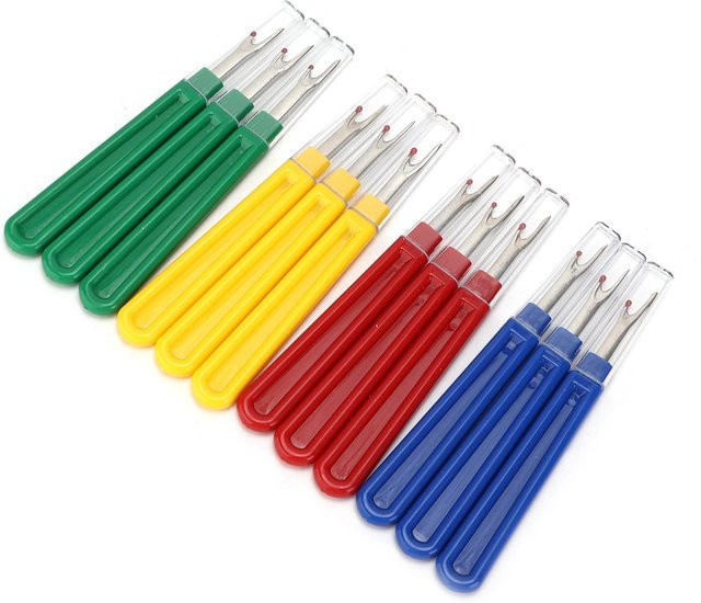 12 Stück Nahttrenner Set von Shoemst aus Edelstahl in Bunt und Gelb mit ergonomischen Griffen zum Nähen, Sticken und Quilten - Bild 1