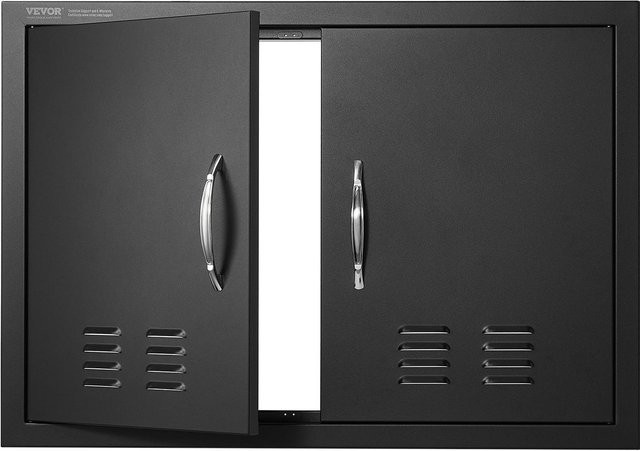 Buying Solutions MB Grillzugangstür für Außenküche in Schwarz, bündig einsetzbare Doppeltür mit Griffen und Lüftungsschlitzen, B/H: 76,2 x 53,3 cm - Bild 1