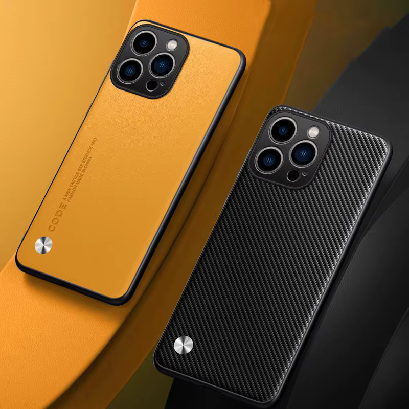 LYYDFUMAN Schutzhülle aus PU-Leder und Silikon für iPhone 16 15 14 13 12 11 Pro Max Plus Mini in Orange, stoßfeste Hard Bumper Abdeckung - Bild 2