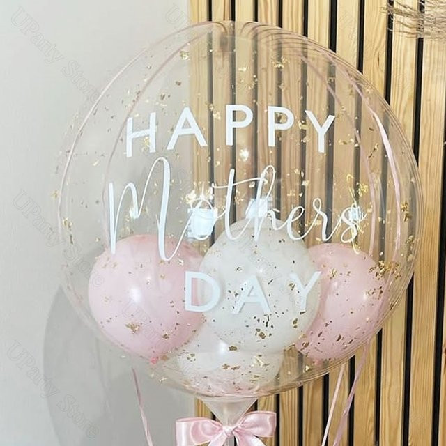 Personalisierte Happy Mother's Day Aufkleber für transparente Luftballons, individuelle DIY-Deko zum Muttertag - Bild 1