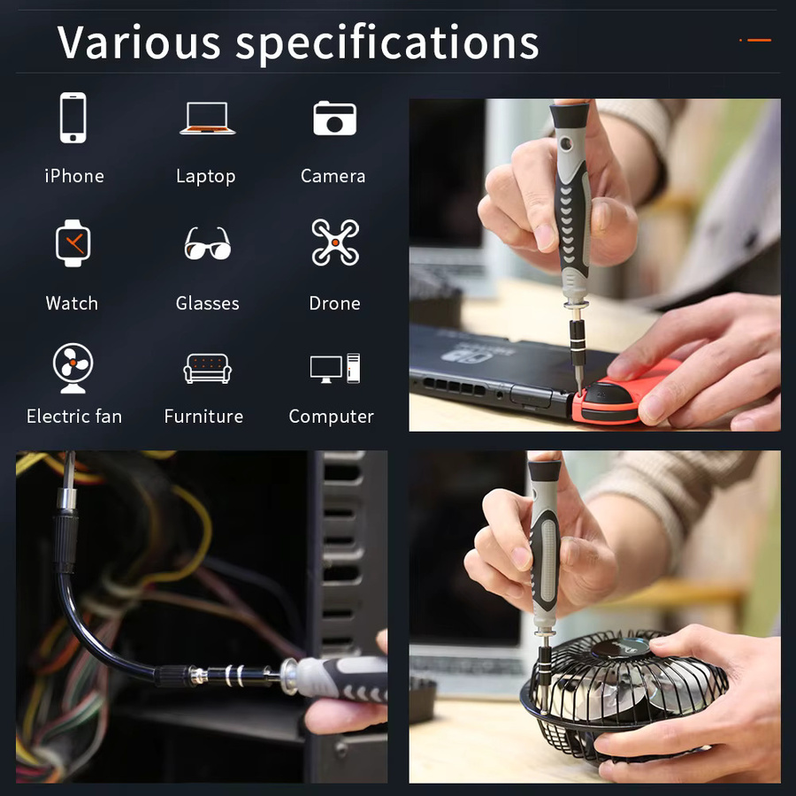 KING'SDUN Präzisions-Schraubendreher-Set 130 in 1 mit magnetischen Bits in Orange für Handy, PC und Uhrenreparatur - Bild 4