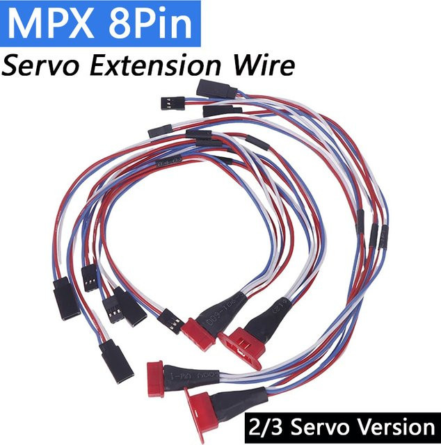 DIVEDEER MPX Servo Verlängerung Stecker Set mit 2 oder 3 Drähten, vergoldet, männlich und weiblich, rot, für RC Modell Flugzeuge und Segelflugzeuge - Bild 1