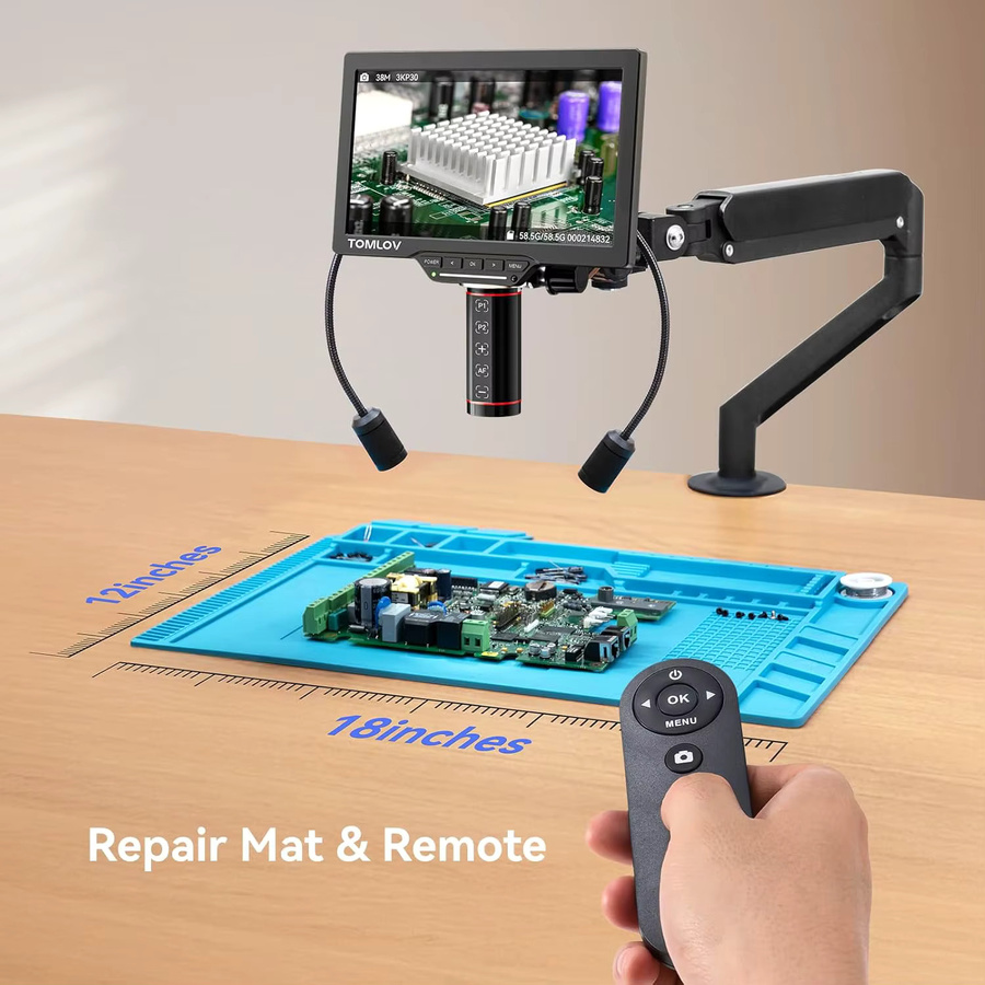 TOMLOV Digitalmikroskop TM3K-AF mit Autofokus und 10 Zoll IPS-Display, 2000X Vergrößerung, HDMI-Anschluss, Schwarz - Bild 5
