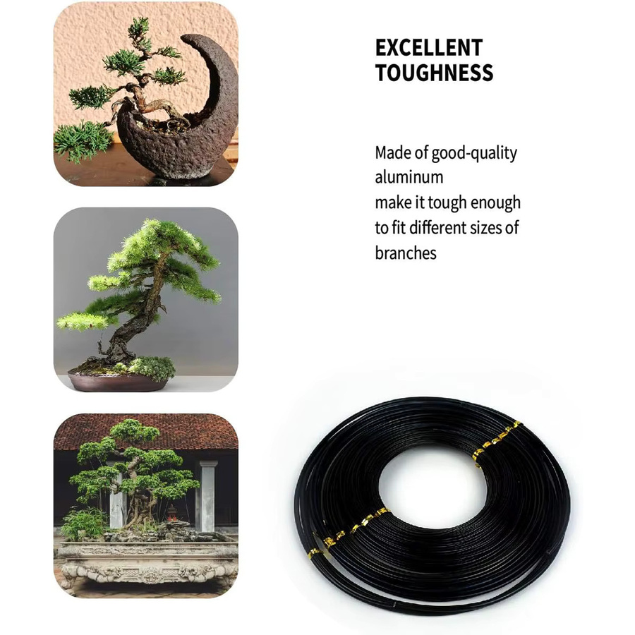 Eloxierter Aluminium Bonsai-Draht zur Pflanzenunterstützung und Formung, Schwarz, Länge: 5 m, Durchmesser: 1 mm - Bild 4