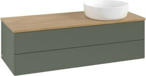 V&B Waschtischunterschrank Antao ohne Frontstruktur in Eiche Honig und Grau Grün lackiert, B/T/H: 120 x 50 x 50 cm - Bild 1