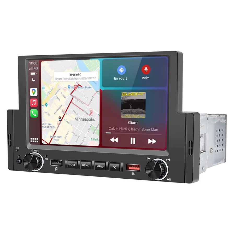 Podofo 6,2 Zoll Autoradio mit Carplay und Android Auto, 1 Din Multimedia-Player mit HD-Touchscreen, Bluetooth und MirrorLink in Schwarz - Bild 7