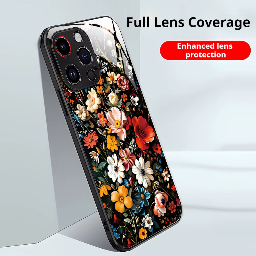Stoßfeste Handyhülle mit Blumenmuster aus gehärtetem Glas für Samsung Galaxy S24 Ultra S25 Plus S23 5G S22 S21 FE S20 FE A53 A52 A51 in Multicolour - Bild 2