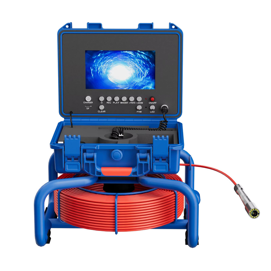 7 Zoll Kanalkamera mit 20m Glasfaserkabel und 512Hz Ortungsgerät, selbstnivellierendes 1080P Endoskop mit DVR-Monitor und 16GB Speicher, Farbe: Blau - Bild 6
