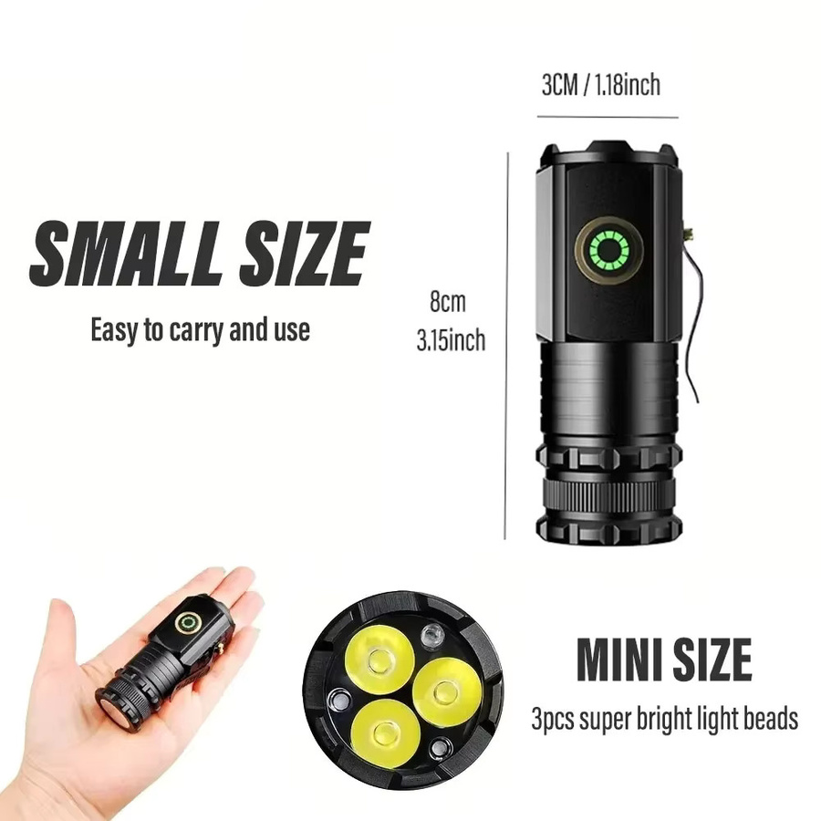 Heinast Mini-LED-Taschenlampe mit Stiftclip, wiederaufladbar und wasserdicht für Wandern und Camping - Bild 2
