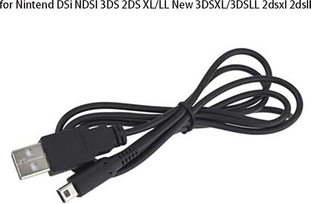 Nintendo USB-C Ladekabel für NDSi, 3DS, 3DSLL und 3DSXL Konsolen in Schwarz - Bild 1
