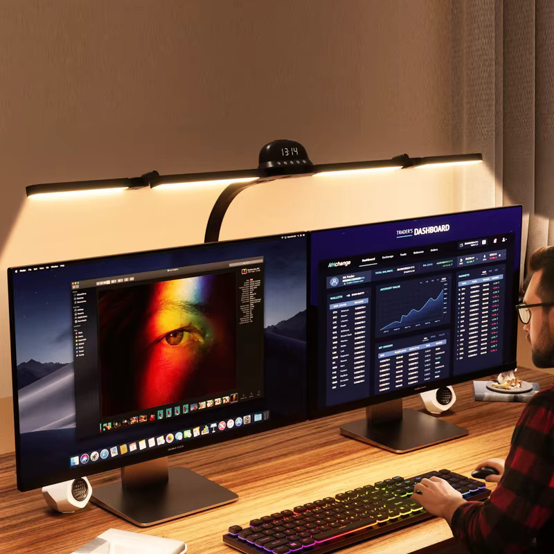 LED Vollspektrum Schreibtischlampe mit RGB-Beleuchtung, dimmbar und augenschonend, Schwarz, Breite: 120 cm - Bild 4