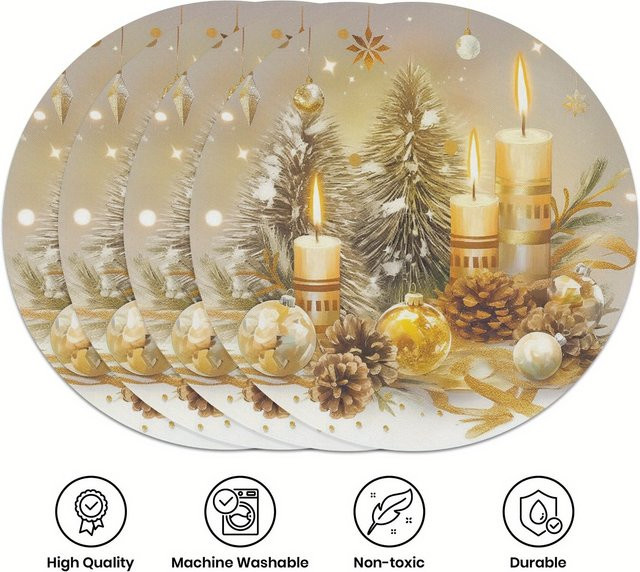 VIKAMA 4-teiliges Weihnachts-Tischset mit Tannenzapfen für Feiertags-Tischdekorationen - Bild 1