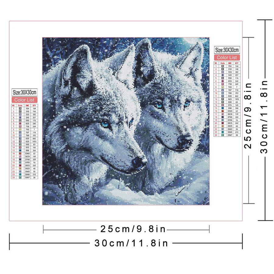 AZQSD 5D Diamantgemälde zum Selbermachen mit Wölfen und blauen Augen, Leinwand-Stickset mit vollen runden Diamanten, Wandkunst, B/H: 20 x 20 cm - Bild 2