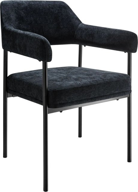 tectake Armlehnstuhl Doé gepolstert mit Stahlbeinen Schwarz B/T/H: 58 x 62 x 85 cm 2er Set - Bild 2