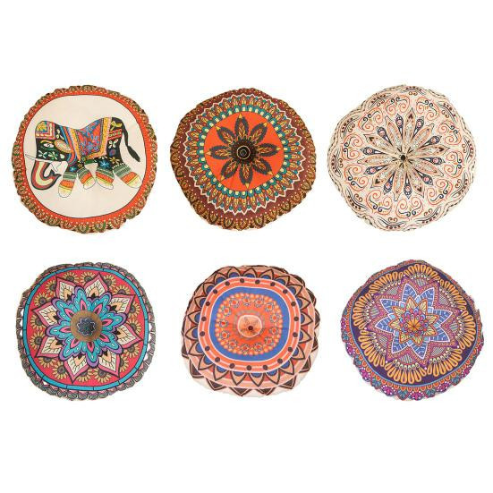 NOHS Cushions Boho Rundes Sitzkissen aus Baumwolle und Leinen in Multicolour - Bild 2
