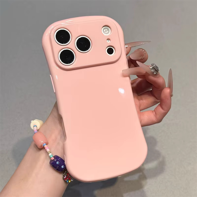 SUNWARD Silikon Handyhülle in Bonbonfarben für Apple iPhone 11 bis iPhone 17 Pro Max, ovale Stoßfeste Schutzhülle in Gelb und Pink - Bild 1