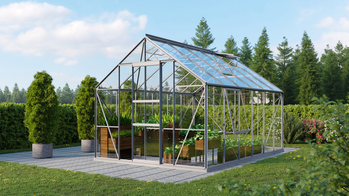 Vitavia Gewächshaus Meridian 9900 aus eloxiertem Aluminium in Silber mit 9,9 m² und Sicherheitsglas - Bild 3