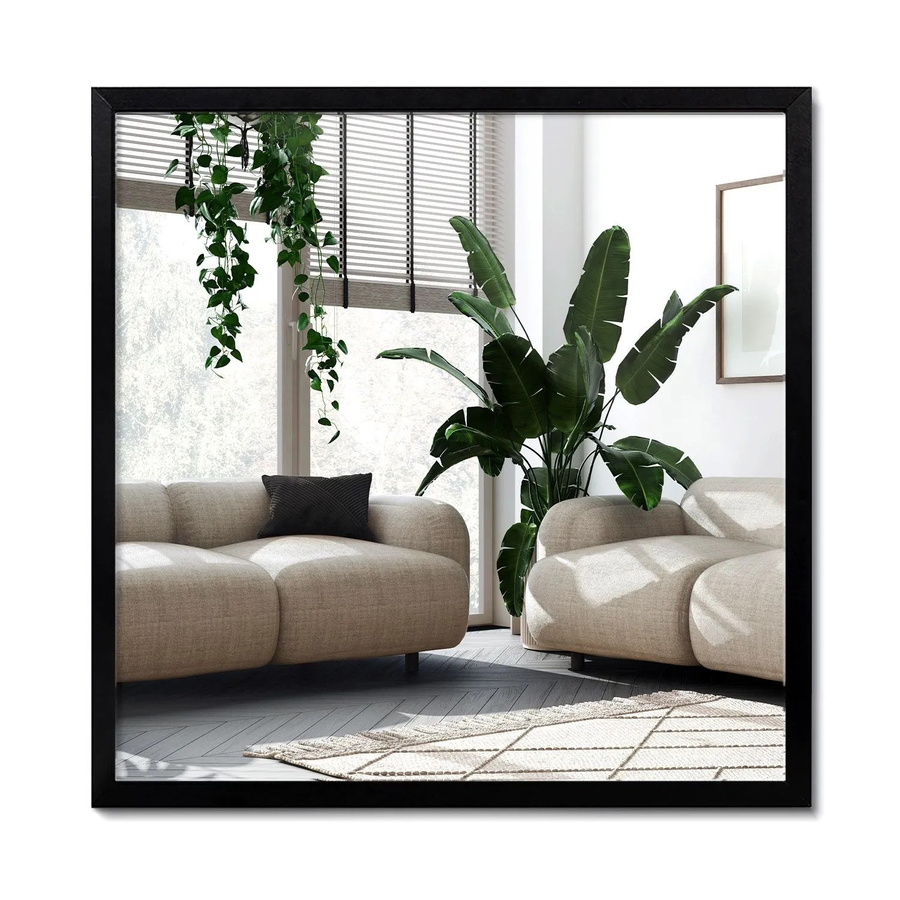 Wallfluent Spiegel Rechteckig im Loft Style mit schwarzem MDF-Holzrahmen, B/H: 50 x 50 cm - Bild 2
