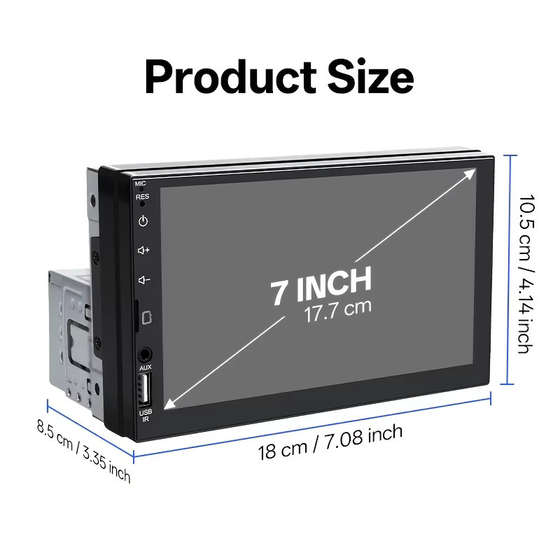 HIPPCRON Auto-MP5-Radio mit 7-Zoll-HD-Bildschirm, kabelgebundenem Carplay und Android Auto in Schwarz - Bild 5