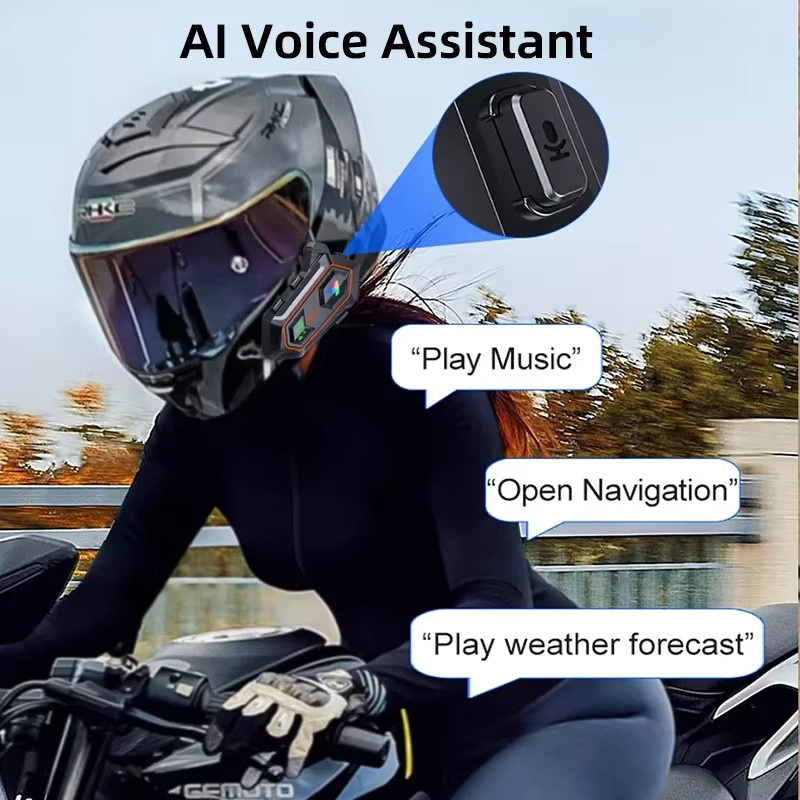 XINOWY Y20-2X Motorradhelm Bluetooth Headset mit 2-Fahrer Intercom, 1000m Reichweite, BT 5.0, Sprachassistent, Musik-Player und RGB-Licht, IPX6 Wasserdicht, Schwarz - Bild 5