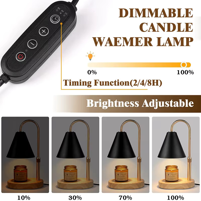 RUNTOIN Kerzenwärmer-Lampe aus Metall in Schwarz mit Timer und Dimmer für den Tisch - Bild 4