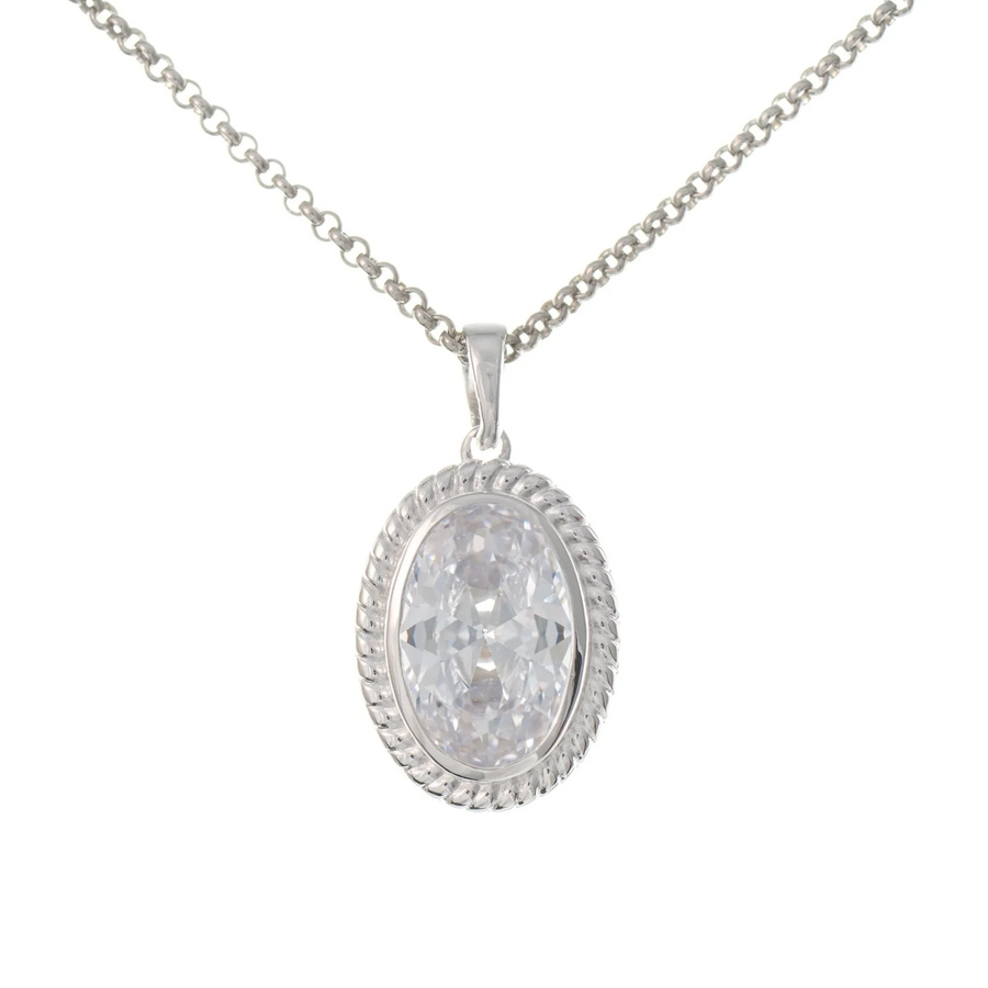 Anhänger mit Kette, 925 Silber, Zirkonia weiß, Damen - Bild 1
