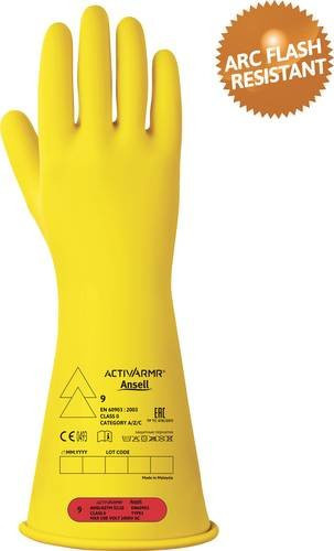 Ansell Activ ARMR RIG014Y090 Elektrikerhandschuhe aus Naturlatex in Gelb, Größe L - Bild 1