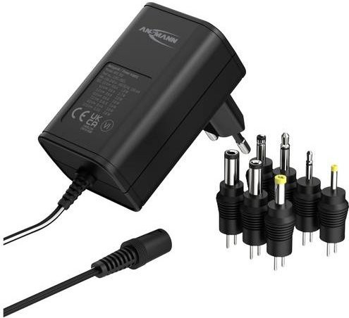 Ansmann APS 300 Universal-Steckernetzteil in Schwarz mit einstellbaren 3V bis 12V DC und 3.5 mm Barrel-Plug - Bild 1