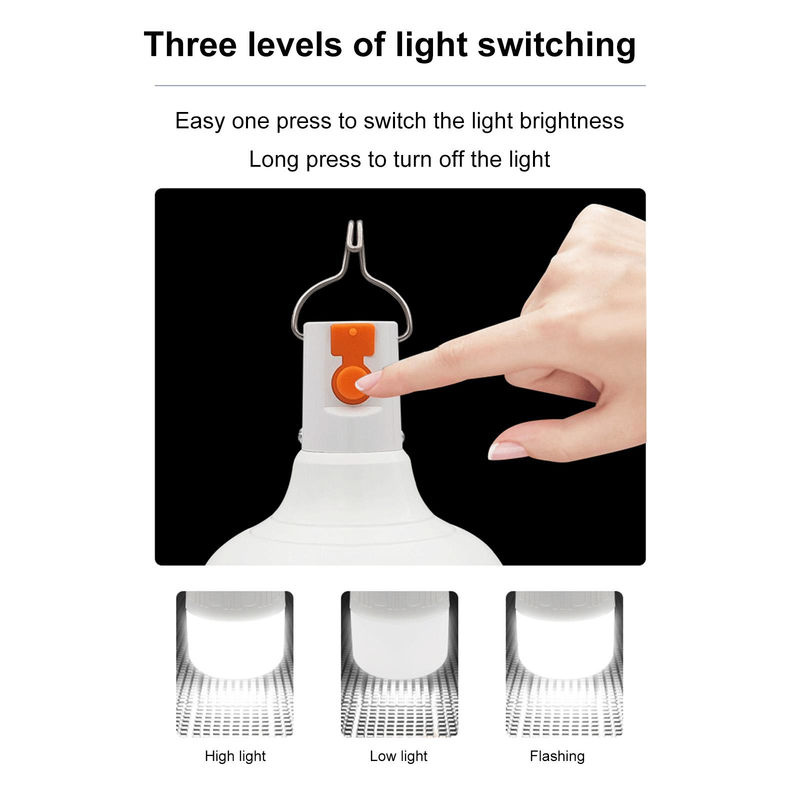 Igeteck Wiederaufladbare LED Glühbirne mit 200W für Außenbereich und Notfall, weiß - Bild 3