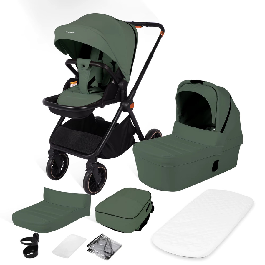 BabyVoyage 2-in-1 Kombi-Kinderwagen mit zwei-Wege-Sitz und faltbarer Funktion in Schwarz und Grün - Bild 7