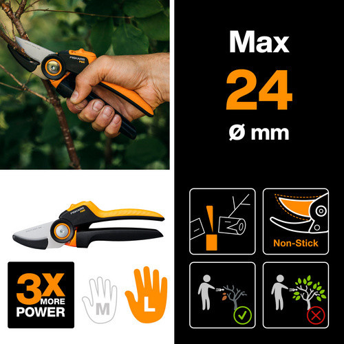 Fiskars X-series Amboss-Gartenschere P941 in Schwarz und Orange mit ergonomischem Griff und präzisionsgeschliffener Klinge - Bild 6