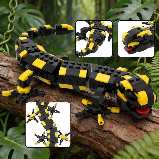 Feuersalamander Baustein Set, Bewegliches Eidechsen Modellbausatz, ab 14 Jahre, Weiß - Bild 1