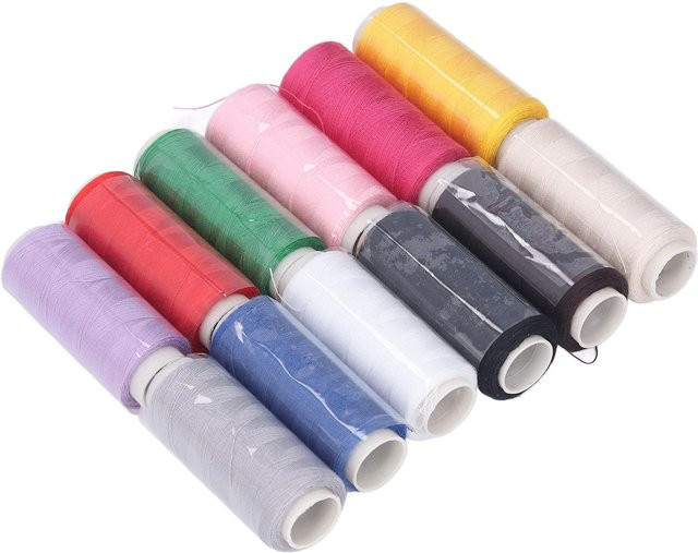 Shoemst Nähgarn Set aus Polyester in 12 Farben, 250 Yards pro Farbe, Pink und Multicolour für Nähen, Stickerei und Quilten - Bild 1