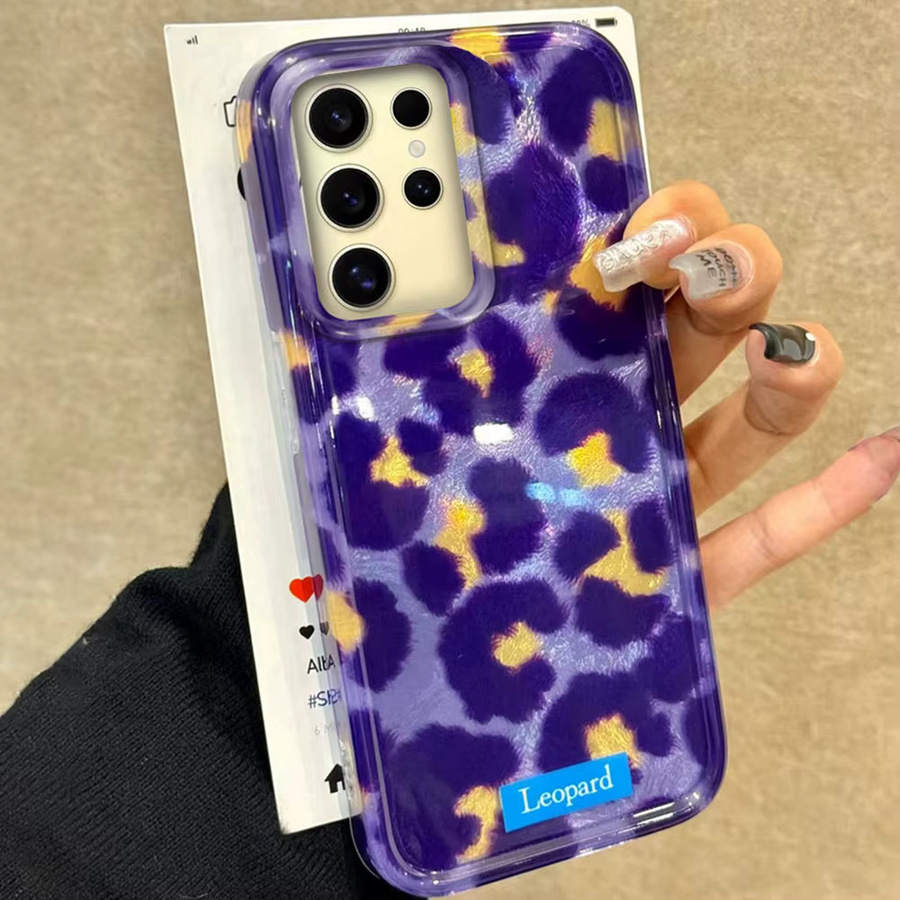 FunYudas Handyhülle mit Retro Lila Leopard Vortex Textur für Samsung Galaxy S24 S25 S23 S22 S21 S20 FE Ultra und Edge - Bild 2