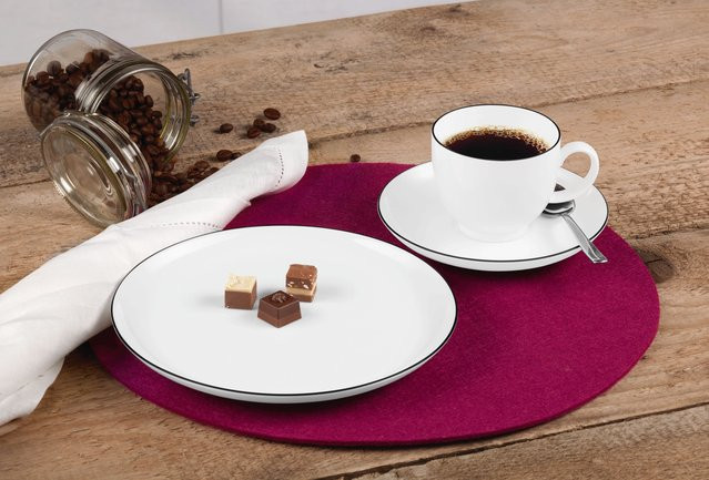 Seltmann Weiden Kaffeeservice Lido Black Line aus Porzellan, 18er Set, Schwarz-Weiß - Bild 1