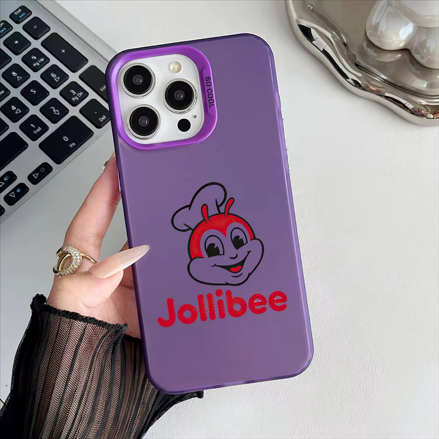 Jollibee Gebratenes Huhn Handyhülle für iPhone 17, 16, 15, 14, 13, 12 Pro Max mit Metallknopf in Lila - Bild 3