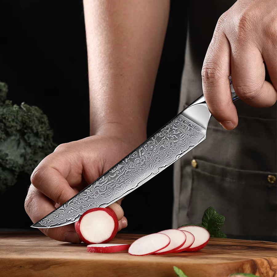 XITUO Japanisches Damast Küchenmesser aus AUS-10 Stahl, 6 Zoll Allzweckmesser zum Schneiden von Obst, Gemüse und Fleisch - Bild 5