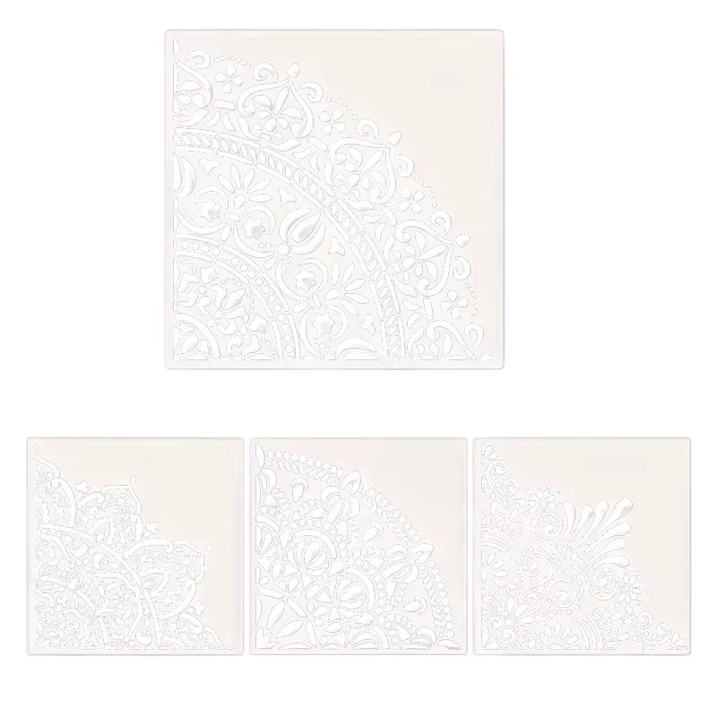 Wiederverwendbare Mandala-Schablonen von WHPHous aus transparentem Kunststoff für Wand, Boden, Möbel und Textilien - Bild 4