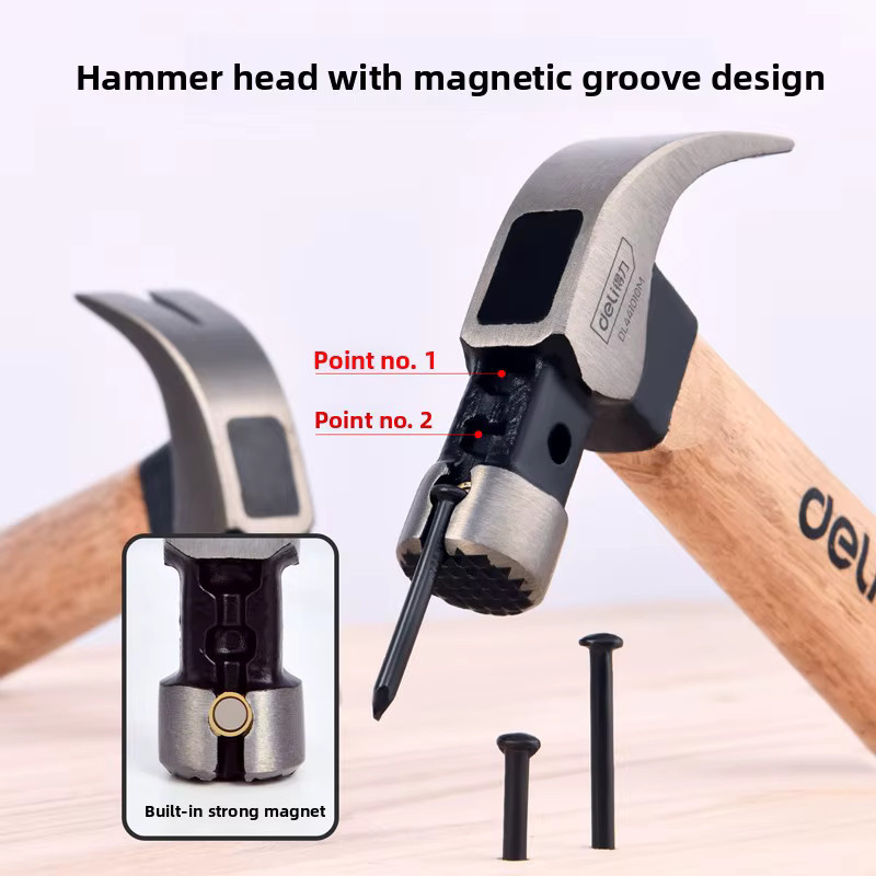 Deli Mini-Holzhammer mit Klaue aus Eisen für die Holzbearbeitung, 283 g - Bild 3
