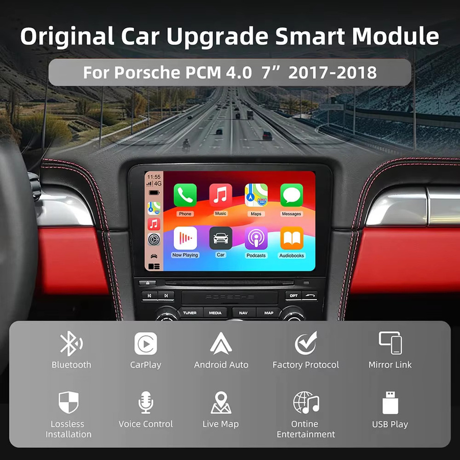 CARABC Drahtloses CarPlay und Android Auto Modul in Schwarz für Porsche PCM 3.1 und PCM 4.0 Modelle wie Panamera, Cayenne, Macan, Cayman, Boxster und 911 - Bild 2