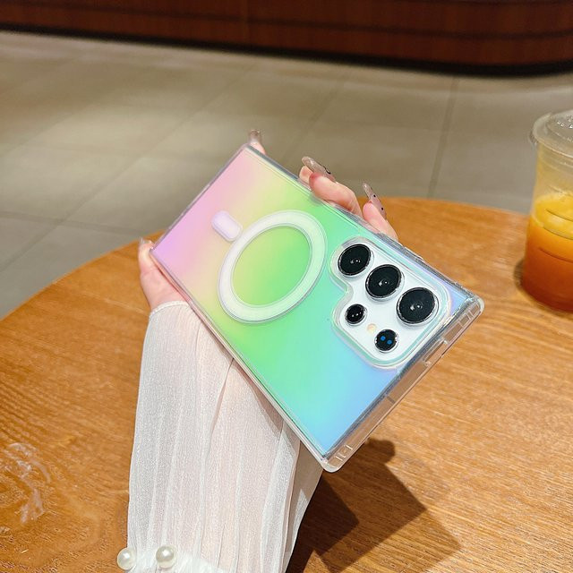 Magnetische Schutzhülle mit Regenbogen-Farbverlauf für Samsung Galaxy S26 S25 S24 S23 S22 S21 S20 Ultra FE A56 A36 A55 A35 A54 in Weiß - Bild 1