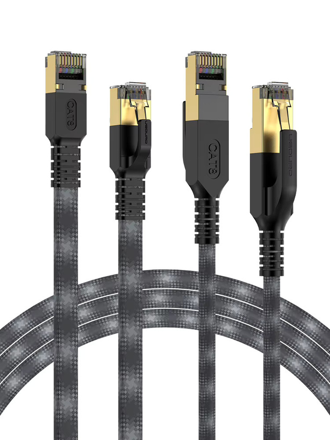 UGOURD Cat8 Ethernet LAN Patchkabel RJ45, grau, geflochtenes Nylon, 40 Gbit/s - Bild 1